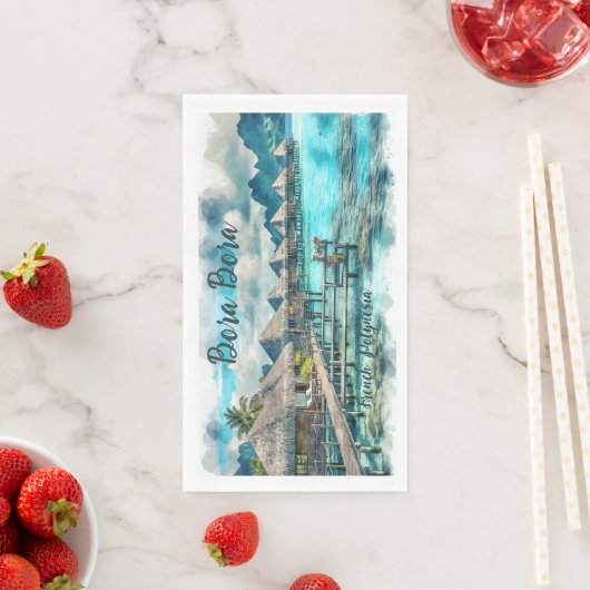 Waterverf Frans-Polynesië Bora Bora Serenity | Servet (Insitu)