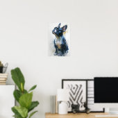 Waterverf Franse buldog zittend Poster (Thuiskantoor)