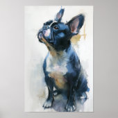 Waterverf Franse buldog zittend Poster (Voorkant)