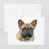 Waterverf Franse Bulldog Briefkaart (Voorkant / Achterkant)