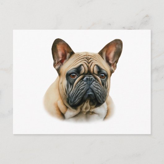 Waterverf Franse Bulldog Briefkaart (Voorkant)