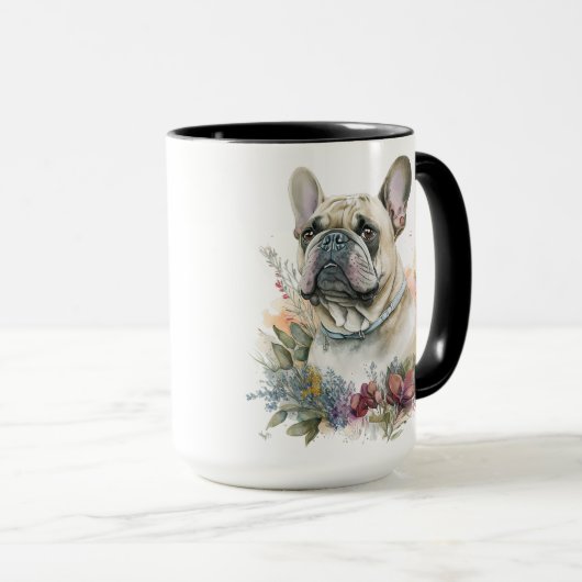 Waterverf FRANSE BULLDOG DOG Mok (Voorkant rechts)