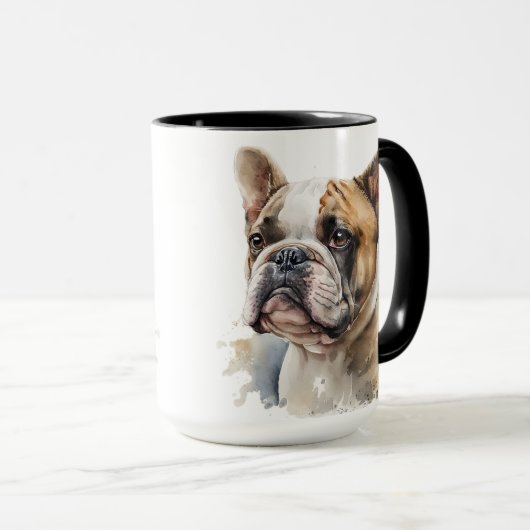 Waterverf FRANSE BULLDOG DOG Mok (Voorkant rechts)