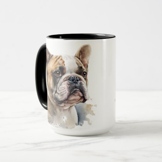 Waterverf FRANSE BULLDOG DOG Mok (Voorkant links)
