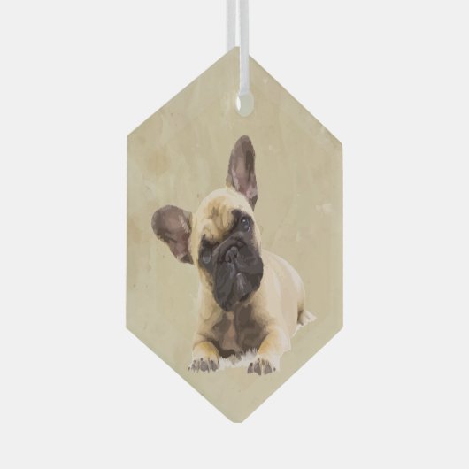 Waterverf Franse Bulldog Dog Pet Animal Art Glas Ornament (Voorkant Rechts)