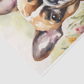 Waterverf Franse Bulldog in Bloemen Decoupage Tissuepapier (Detail)