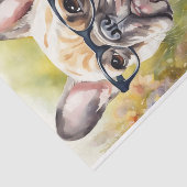 Waterverf Franse Bulldog in Bloemen Decoupage Tissuepapier (Detail)