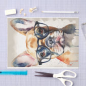 Waterverf Franse Bulldog in Bloemen Decoupage Tissuepapier (Craft)