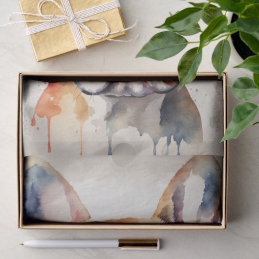 Waterverf Franse Bulldog in Bloemen Decoupage Tissuepapier (Geschenk)