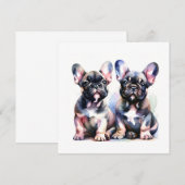 Waterverf Franse Bulldog leuke puppies Bedankkaart (Voorkant / Achterkant)