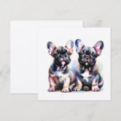 Waterverf Franse Bulldog leuke puppies Kaart (Voorkant / Achterkant)