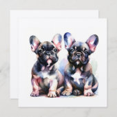 Waterverf Franse Bulldog leuke puppies Kaart (Voorkant / Achterkant)