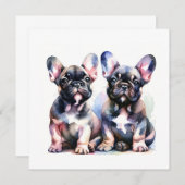 Waterverf Franse Bulldog leuke puppies Kaart (Voorkant / Achterkant)