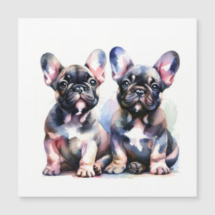 Waterverf Franse Bulldog leuke puppies Magnetische Uitnodiging