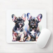 Waterverf Franse Bulldog leuke puppies Muismat (Met muis)