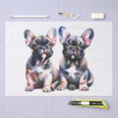 Waterverf Franse Bulldog leuke puppies Tissuepapier (Craft)