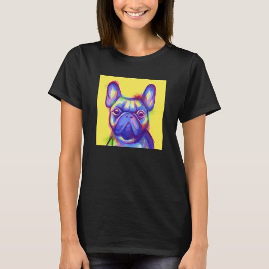 Waterverf Franse Bulldog op een gele achtergrond T-shirt (Voorkant)