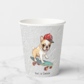 Waterverf Franse Bulldog papieren bekers (Achterkant)