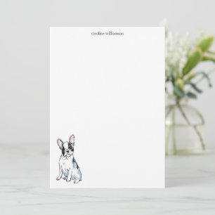 Waterverf Franse Bulldog Persoonlijke Briefpapier Notitiekaartje
