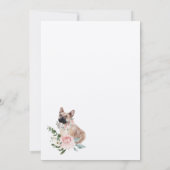 Waterverf Franse Bulldog Pet & Floral Pink Rose Kaart (Achterkant)