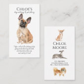 Waterverf Franse Bulldog Pet Sitter Dog Walker Visitekaartje (Voorkant / Achterkant)