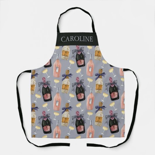 Waterverf Franse champagne gepersonaliseerd Schort (Voorkant)