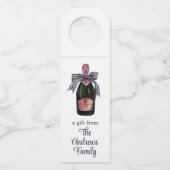 Waterverf Franse champagne met een gestreepte boog Flessenhanger (Voorkant)