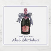 Waterverf Franse champagne met een gestreepte boog Sparkling Wijnetiket (Enkel label)