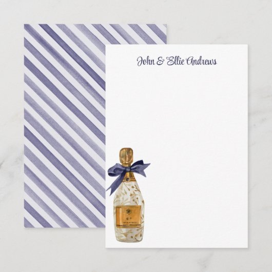 Waterverf Franse champagne met een marinestoot Bedankkaart (Voorkant / Achterkant)