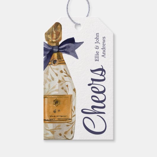 Waterverf Franse champagne met een marinestoot Cadeaulabel (Voorkant)