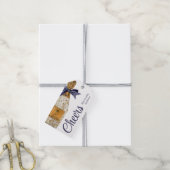 Waterverf Franse champagne met een marinestoot Cadeaulabel (Met Touw)