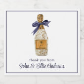 Waterverf Franse champagne met een marinestoot Sparkling Wijnetiket (Enkel label)