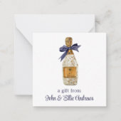 Waterverf Franse Champagne met een Navy Bow Gift Notitiekaartje (Voorkant)
