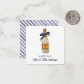 Waterverf Franse Champagne met een Navy Bow Gift Notitiekaartje (Voorkant / Achterkant in situ)