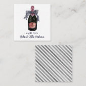 Waterverf Franse champagne met gestreept booggesch Notitiekaartje (Voorkant / Achterkant)