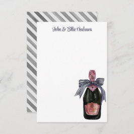 Waterverf Franse Champagne met Gestreepte Boog Bedankkaart