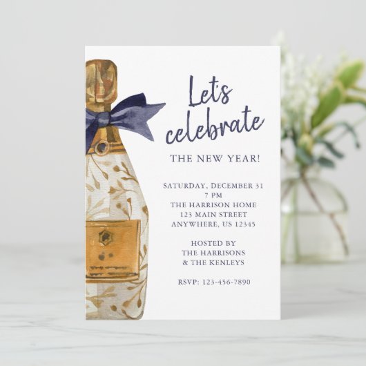 Waterverf Franse Champagne Party Kaart (Staand voorkant)