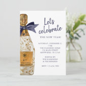 Waterverf Franse Champagne Party Kaart (Staand voorkant)