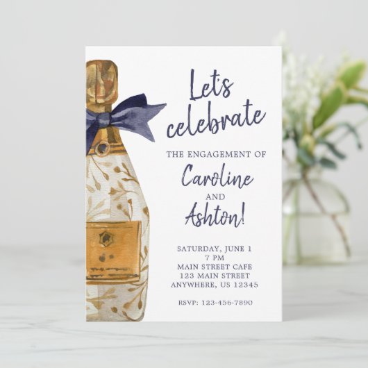 Waterverf Franse Champagne Party Kaart (Staand voorkant)