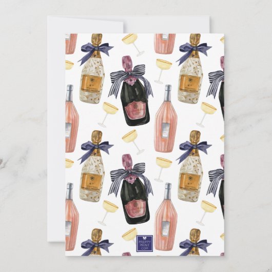 Waterverf Franse Champagne Party Kaart (Achterkant)