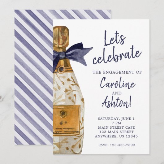 Waterverf Franse Champagnfeest Kaart (Voorkant / Achterkant)