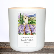 Waterverf Franse lavendel Boerderij kaars label