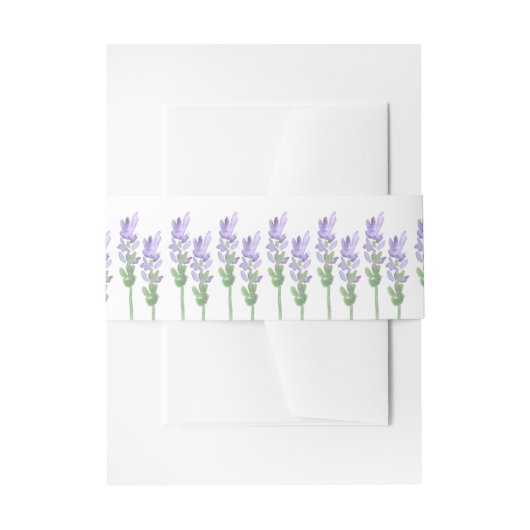 Waterverf Franse Lavendel op Wit Uitnodigingen Wikkel (Voorkant Voorbeeld)