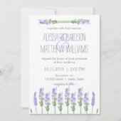 Waterverf Franse Lavendel op witte bruiloft Kaart (Voorkant)