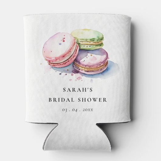 Waterverf Franse Macarons Bakery Vrijgezellenfeest Blikjeskoeler (Achterkant)