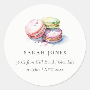Waterverf Franse Macarons Bakkerij Adres Ronde Sticker