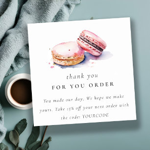 Waterverf Franse Macarons Bakkerij Bedankt Bestell Vierkante Visitekaartje