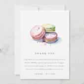 Waterverf Franse Macarons Bakkerij Bruidsdouche Bedankkaart (Voorkant)
