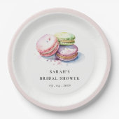 Waterverf Franse Macarons Bakkerij Bruiloft Feest Papieren Bordje (Voorkant)