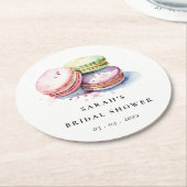 Waterverf Franse Macarons Bakkerij Bruiloftsdouche Ronde Kartonnen Onderzetter (Gebogen)